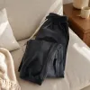 Dark grey corduroy casual pants for men and women, loose straight-leg trousers for autumn and winter details Picture